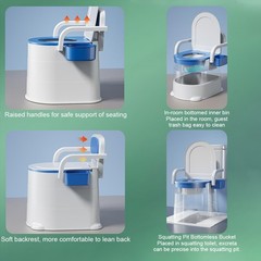 Portable Bedside Commode Toilet Elderly Disabled Commode Chair w/ Armrests 400kg