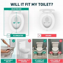 Lunderg Raised Toilet Seat with Handles Elongated 3 Inches 300lbs