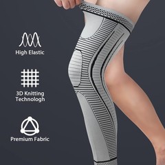 2 PCS Full Leg Compression Sleeves Long Knee Brace Support Running Basketball