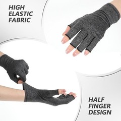 2 Pairs Bamboo Compression Gloves Arthritis Gloves with Carpal Tunnel Fingerless