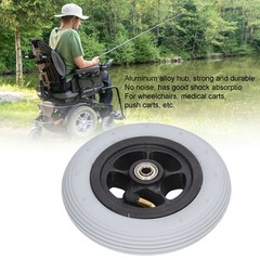 6in Electric Wheelchair Wheel Noiseless Aluminum Alloy Hub Rubber Inflatable BEA