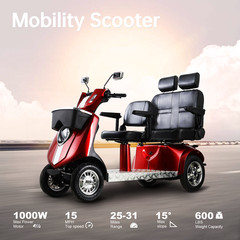 1000W 4-Wheel Heavy Duty Adjustable 3-Seat Electric Power Mobility Scooters