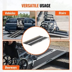 Lightweight 5ft Handicap Ramp, 800LB Capacity Non-Slip Folding Threshold Ramp