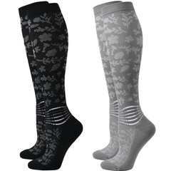 IRAMY Compression Socks for Women Ankle Support Medium, Black+grey-2 Packs