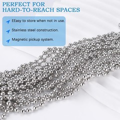 2 Pack Telescoping Wire Reacher Pole, 7.8–38 in, Chain Stop Ring