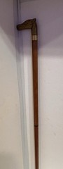 Vintage Wood & Solid Brass Horse Head Cane Walking Stick 35″ # 7194