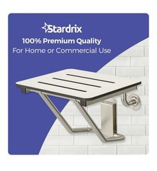 Stardrix 18″ x 16″ White Folding Shower Bench, Wall Mounted Bath Shower Seat