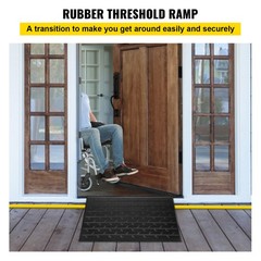 Solid Rubber Threshold Ramp 2.6 Inch Rise 2200LBS with 3 Cord Channels