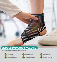 Foot & Ankle Brace 2 Pack, Adjustable Compression Wrap for Men & Women – Helps
