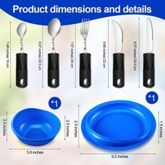 2 Sets Adaptive Utensils Elderly Spill Proof Bowl Plate Bendable Cutlery Set