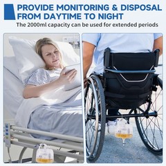10 Pack Urinary Drainage Bag 2000ml Capacity w/ Anti-Reflux Chamber Tube Hook US