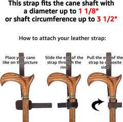 Handmade Leather Cane Strap – Stylish Wrist Strap for Canes and Walking