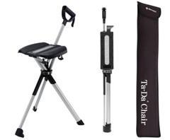 Ta-Da Chair Step2Gold Portable Walking Stick, Cane w Folding Seat – 32.2″- BLACK