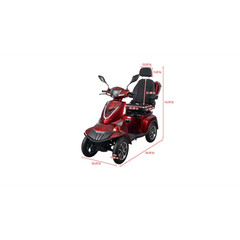 Heavy Duty 1000W 4-Wheel Scooter，700LBS，38Miles Red，LED，LCD，Disc Brake Mobility