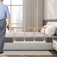 Foldable Bed Rail Aluminum Woodgrain 90 × 40 cm Fits 5-30 cm Mattresses