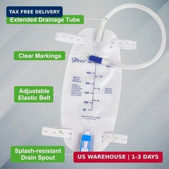 3 Pack Easy-Tap Catheter Leg Bag Urinary Drainage Bag, 500ml, Anti-Reflux Valve,