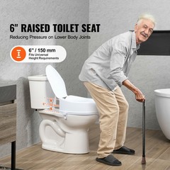 Raised Toilet Seat 5″ Raised 300 lbs Universal Toilet Riser for Elderly Non-Slip