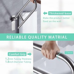 Space-Saving Flip-Up 29.5″ Stainless Steel Bathroom Grab Bar with Paper Holder