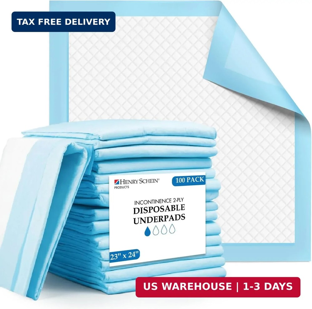 Henry Schein Disposable Underpad, 23″ x 24″, Light Absorbency, 100 Ct | 100 Unde