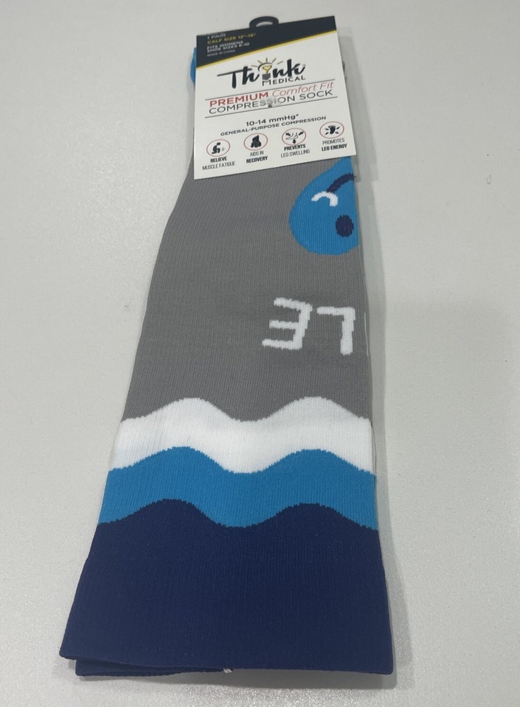 Think Medical- Women’s Grey Patterned Compression Socks- Size 6-10