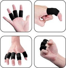 10PCS Black Finger Sleeves Thumb Brace Compression Support Elastic