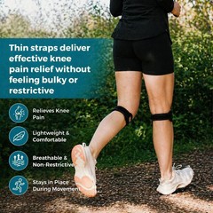 Patella Knee Brace Stabilizer Strap 1 Pair Adjustable Support for Sports Gym
