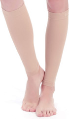 Calf Compression Sleeve Women, 2 Pairs 15-20Mmhg Calf Support (Nude/Skin, Large)