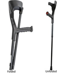 PEPE Mobility Forearm Crutch Adult Foldable Aluminum Open Cuff Black Adjustable