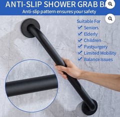 ADA Compliant Non-Slip Straight Shower Grab Bar Black Stainless Steel 20.87 in