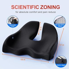X Large Memory Seat Cushion for Office Chair Ergonomic 19″ x 17″ x 6″ Black