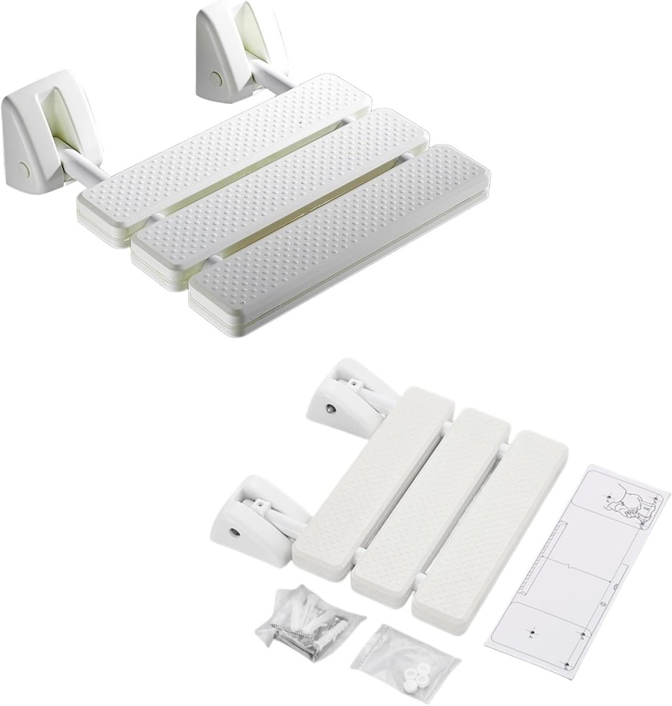 Folding Shower Seat Wall Mounted,ABS Durable Slip Proof Shower Seat for Inside