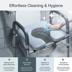 Adjustable Toilet Seat Riser for Seniors – Heavy Duty, Gray, Supports 400 lbs