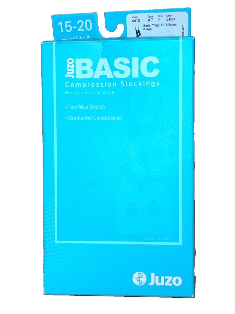 ⁠Juzo Basic 4410 Thigh High Compression Stockings 15-20 mmHg Size III Beige NIB⁠