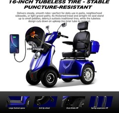 1000W Heavy Duty 4 Wheel Mobility Scooters for Seniors 40 Miles 500 lb Capacity