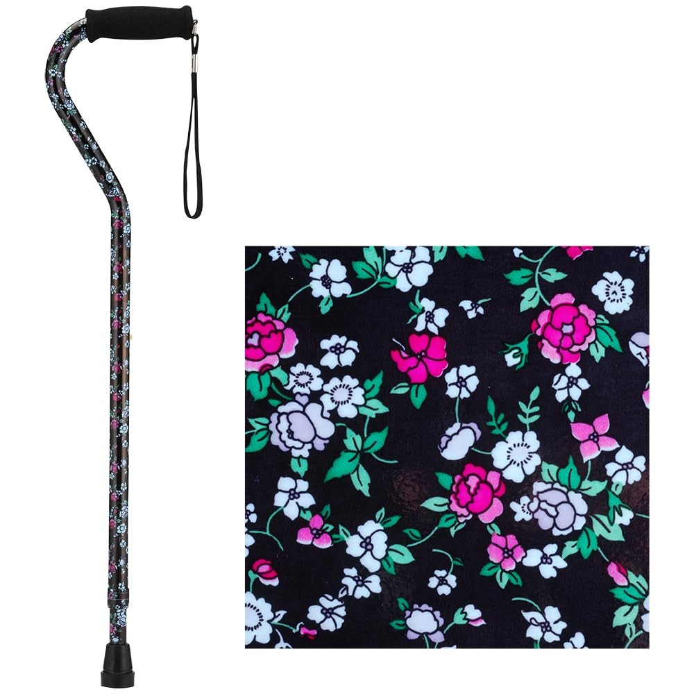 Designer Walking Cane with Offset Handle, Lightweight Adjustable Cane with Ca…