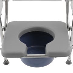 150kg/330.69 lbs Foldable Toilet Chair w/ Padded Seat Plate and Toilet Bucket