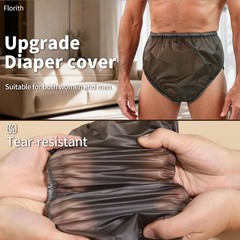 2 Pack Adult TPU Waterproof Incontinence Pants Reusable Diaper Cover Black M