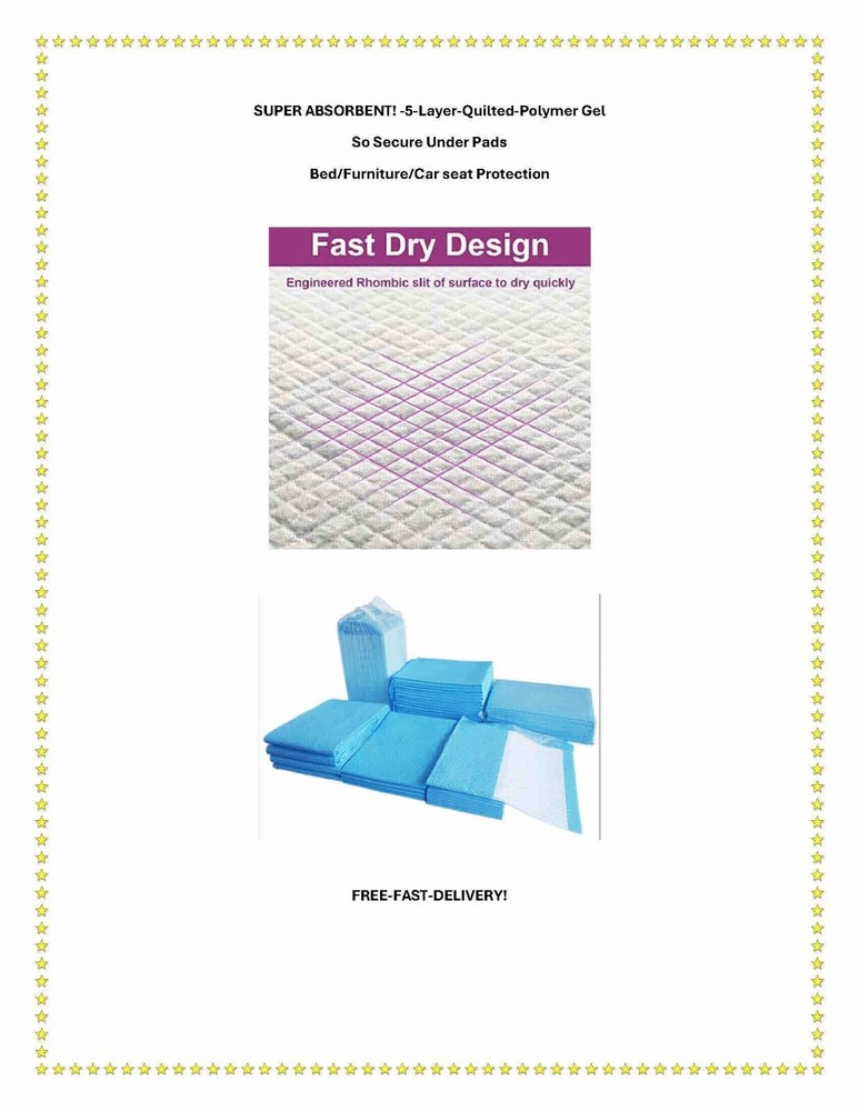 23×24″ Pro-Grade 5-Layer Puppy Dog Pads with Gel Core + Baking Soda Piddle Pads