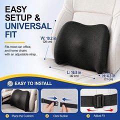 Memory Foam Seat Cushion W/Lumbar Support Pillow For Back & Sciatica Pain Relief