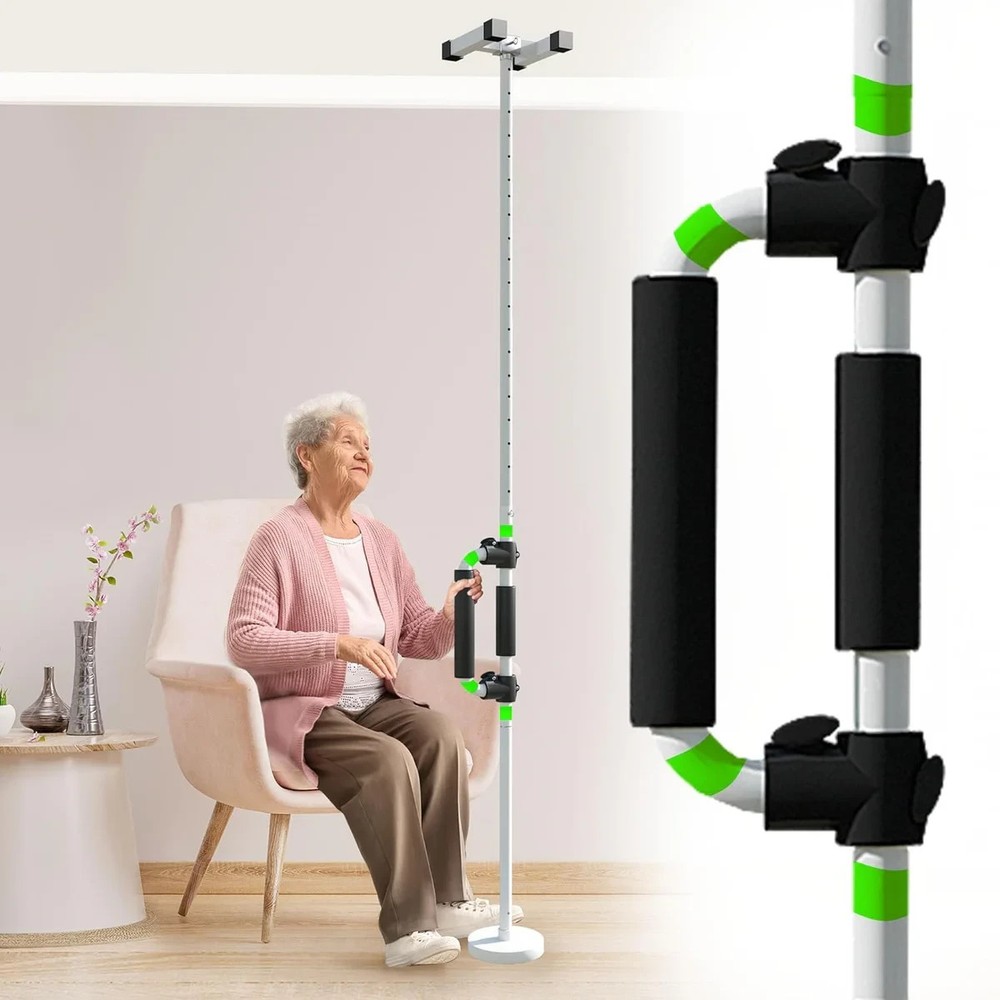 JJ CARE Transfer Pole Floor to Ceiling Grab Bar Adjustable 7-10ft for Elderly.