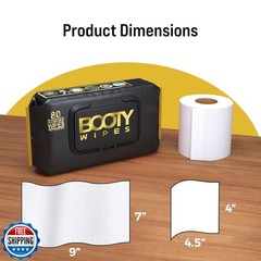 Booty Wipes – Flushable Wipes for Men – Aloe Vera and Vitamin E – Non-Woven –