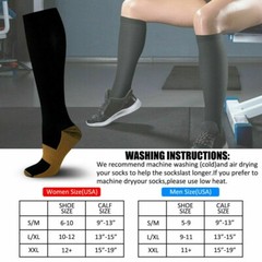 Copper Closed Toe Compression Socks Leg Calf Ankle Support Men Women S-XL