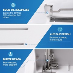 iHork 15×15 Folding Shower Seat 550lb Stainless Wall Mount Bath Safety Bench