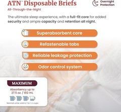 Tranquility ATN Adult Diapers Maximum Overnight Absorbency Leakproof XS/S/M/L/XL