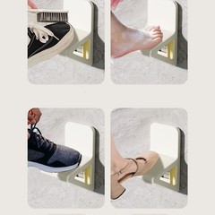 2 Pcs Shower Foot Rest No-Drill Wall Mounted For Shaving Legs (Cream Yellow)