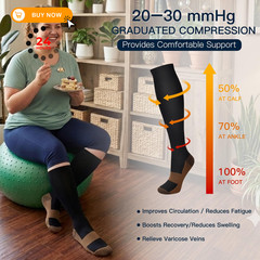 Double Couple 7 Pairs Copper Compression Socks for Men Large-X-Large, Black