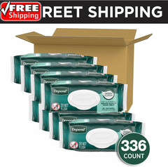 Depend XL Disposable Washcloths for Adults, 8 Flip-Top Packs, 42 Wipes per Pack