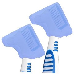 2pcs Soft Silicone Denture Brush Cover Fit Most Denture Toothbrushes | Blue