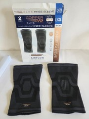 Elite Copper Fit Knee Compression Sleeve Flexible L/XL 16″-20″, 2-PACK Open Box