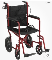 Drive Medical Expedition Folding Transport Wheelchair Lightweight Red